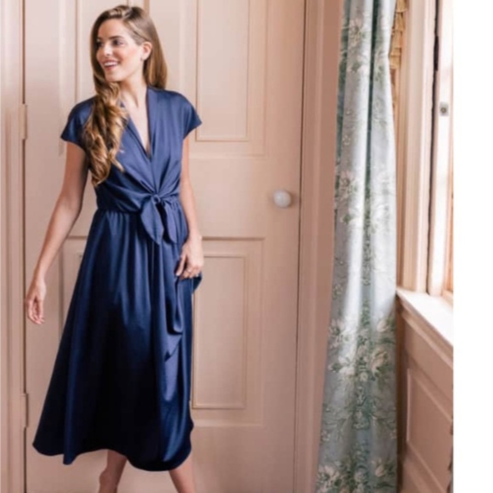 Gal Meets Glam Tie Waist Dress (Navy)
